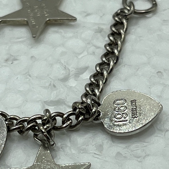 50's 60’s BETA SIGMA PHI Heart Star Charm Vintage Members Bracelet 925 Silver - Picture 6 of 15